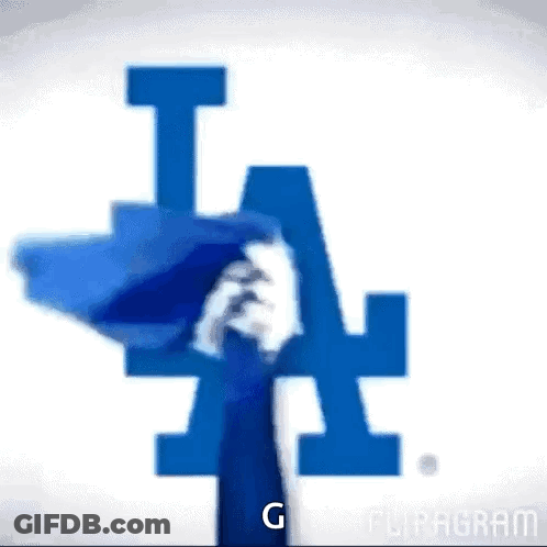 Person Brushing Teeth In Front Of LA Logo GIF