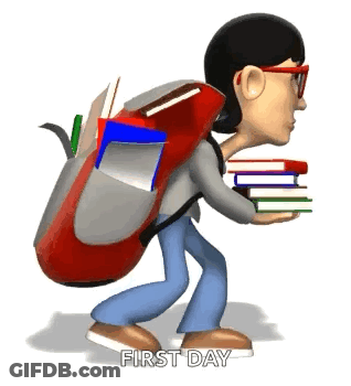 Person Carrying Backpack And Books GIF