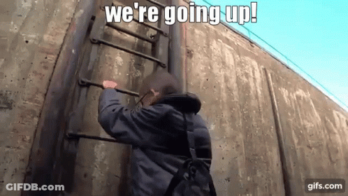 Person Climbing Ladder We're Going Up GIF