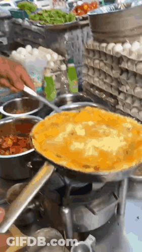 Person Cooking Omelet On Stove In Kitchen GIF