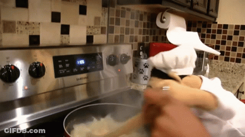 Person Cooking On Samsung Stove With Paper Towel GIF
