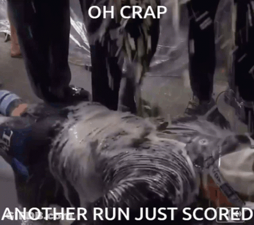Person Covered In Foam Oh Crap Another Run Just Scored GIF