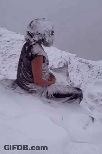 Person Covered In Snow On Hill GIF