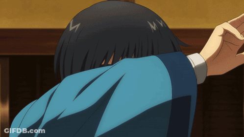 Person Covering Face With Blue Cloth GIF