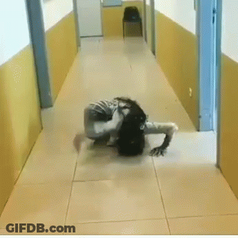 Person Crawling In Hallway GIF