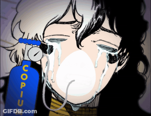 Person Crying With Copium Bottle GIF
