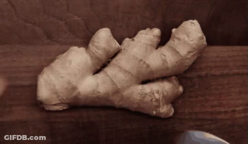 Person Cutting Ginger With Knife GIF