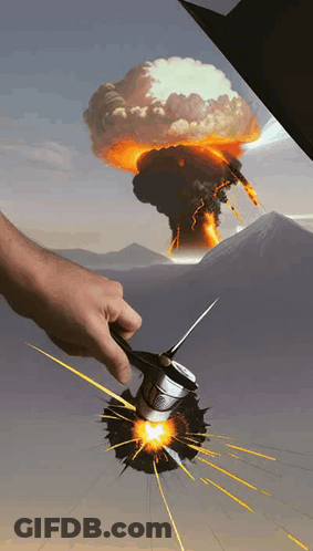 Person Cutting Hole In Barrel GIF