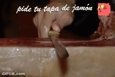 Person Cutting Meat With Pide Tu Tapa De Jamon GIF