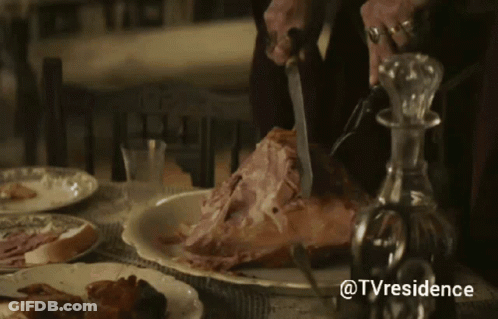 Person Cutting Meat With @Tvresidence GIF