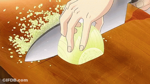 Person Cutting Onion With Knife GIF
