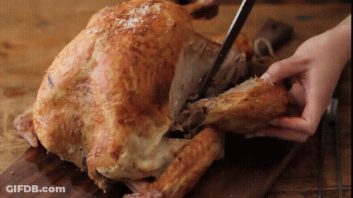 Person Cutting Roasted Turkey GIF