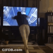 Person Dancing In Front Of TV GIF