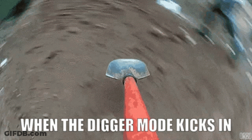 Person Digging In Dirt When The Digger Mode Kicks In GIF