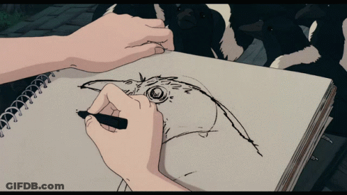 Person Drawing Bird With Pen GIF