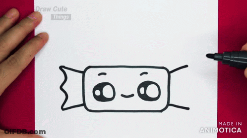 Person Drawing Candy Bar With Face Saying Draw Cute Things GIF