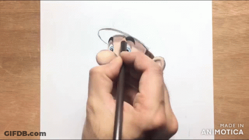 Person Drawing Cartoon Character With Pencil GIF