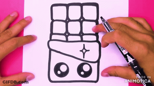 Person Drawing Chocolate Bar With Pen GIF