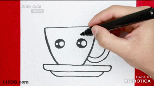 Person Drawing Cup With Saucer GIF