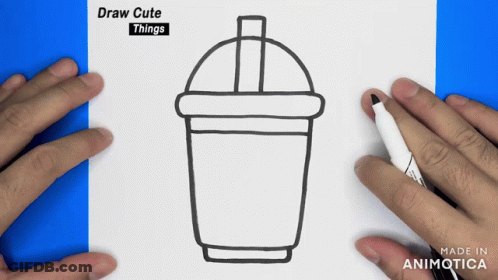 Person Drawing Cup With Straw Draw Cute Things GIF