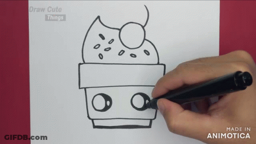 Person Drawing Cupcake With Marker GIF