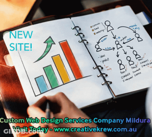 Person Drawing Graph In Notebook Saying New Site GIF
