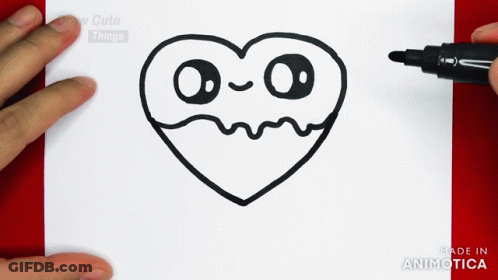 Person Drawing Heart With Face With Marker GIF