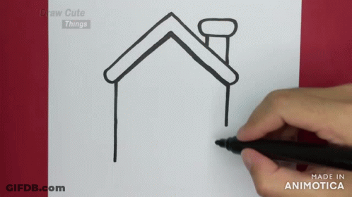 Person Drawing House With Marker GIF