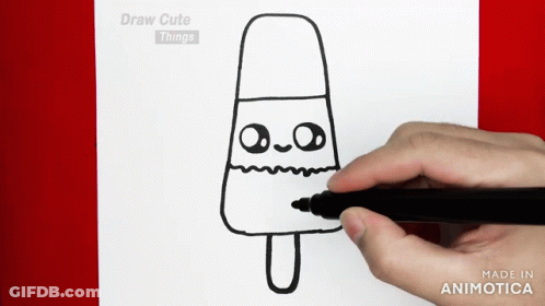 Person Drawing Ice Cream With Marker Saying Draw Cute Things GIF