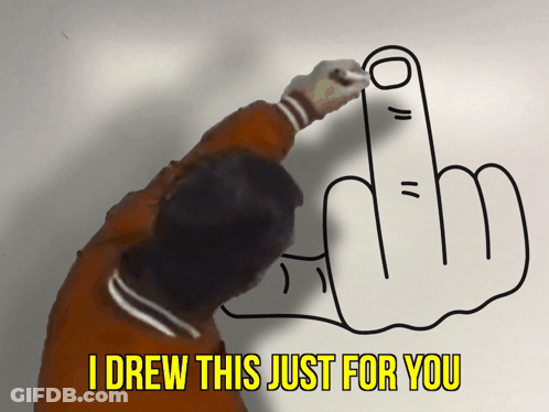 Person Drawing Middle Finger On Whiteboard GIF
