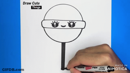 Person Drawing Ninja Lollipop With Zebra Pen GIF