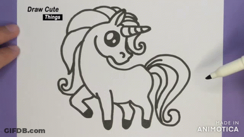 Person Drawing Unicorn With Marker GIF
