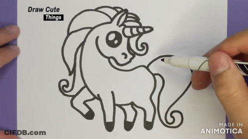 Person Drawing Unicorn With Marker GIF