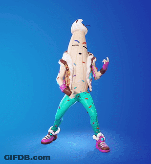 Person Dressed As Banana With Cherry GIF
