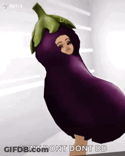 Person Dressed As Eggplant With Text GIF