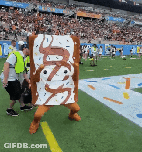 Person Dressed As Toaster Pastry With Snake GIF