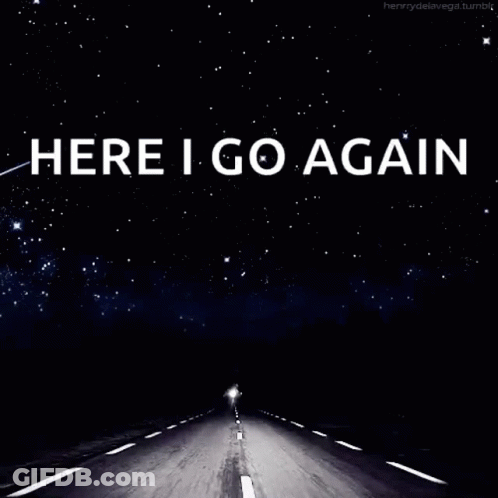 Person Driving Night Starry Sky Here I Go Again GIF