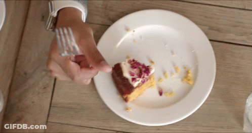 Person Eating Cake On Plate GIF