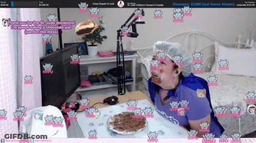 Person Eating Chocolate Pie On Twitch GIF