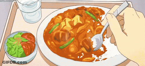 Person Eating Curry With Fork And Spoon GIF