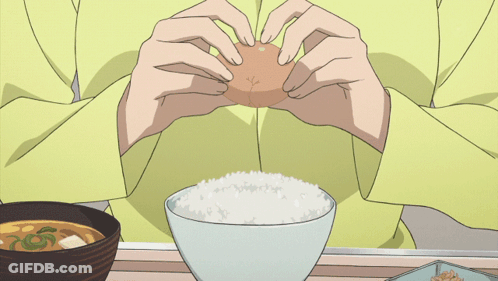 Person Eating Rice And Eggs GIF