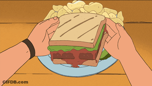 Person Eating Sandwich With Chips GIF