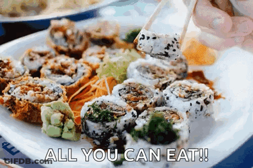 Person Eating Sushi With Chopsticks All You Can Eat GIF