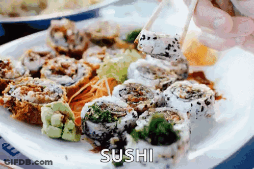 Person Eating Sushi With Chopsticks Sushi GIF