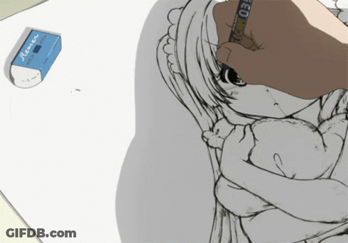 Person Erasing Drawing With Eraser Saying Eraser GIF