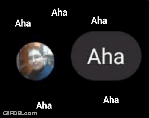 Person Face In Circle Next To Aha Button GIF