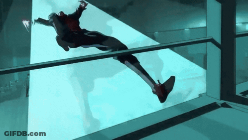 Person Falling From Balcony With Sword GIF