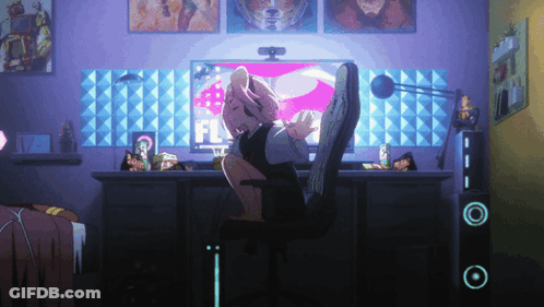 Person Feet Up At Computer Monitor Saying Fl GIF