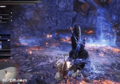 Person Fighting Monster In Cave Video Game GIF