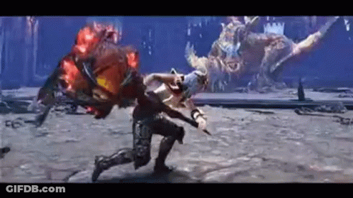 Person Fighting Monster With Sword In Video Game GIF